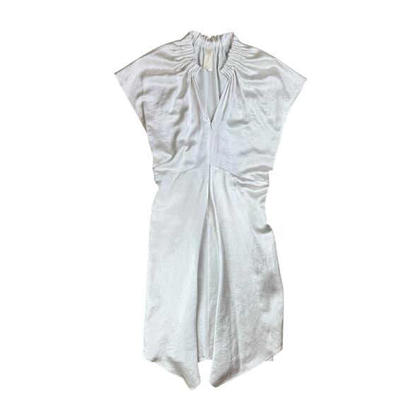 Zero + Maria Cornejo Stella Silver White Satin Ruched Gathered Cocktail Dress - Picture 12 of 16